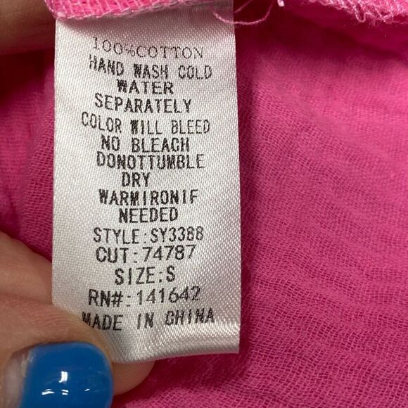 She + Sky Pink Gauze Button Down & Short Set Size Small NEW - Picture 9 of 11